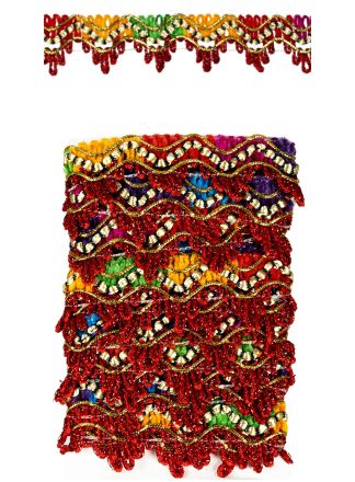 Galon geweven rood + gouddraad