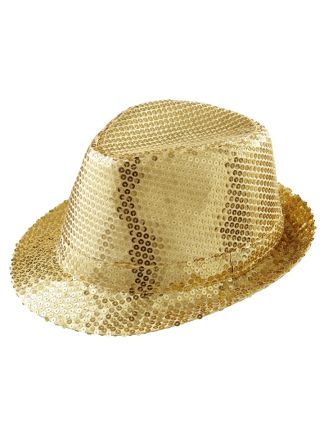Hoed kojak pailletten goud