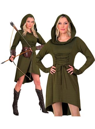 Historische groene basisjurk 1dlg.