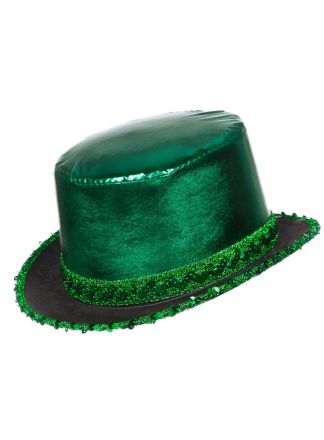 Hoge hoed groen met pailletten band (unisex)