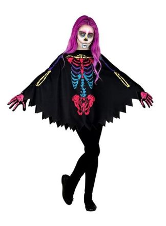 Colorful skeleton poncho child size