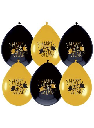 Happy NEW YEAR ballonnen 25cm. 6st