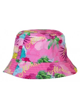 Vissershoedje hawaiprint roze