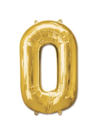 Folieballon goud 92cm. cijfer 0 (excl.helium)