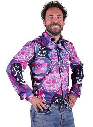 Heren blouse RETRO Blauw