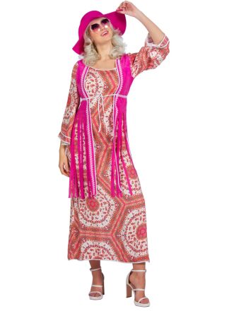 Dress Hippie lady long PINK 1dlg.