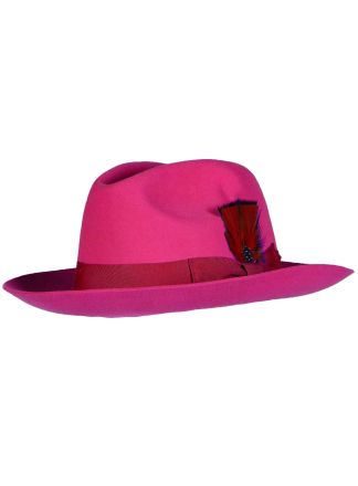 Luxe Neon pink Hoed "Geer" met veer