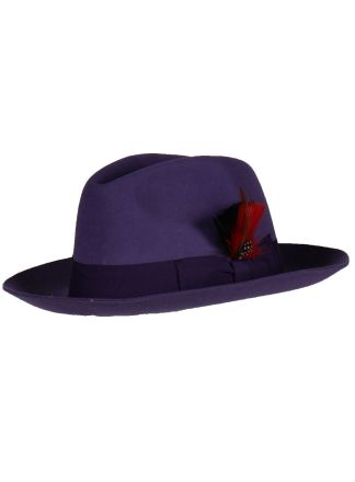 Luxe Paarse Hoed "Geer" met veer