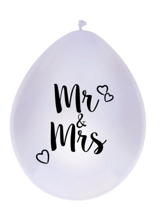 Ballonnen Huwelijk MR & MRS 30cm 6stuks