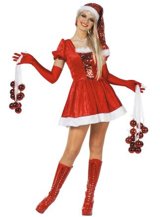 Kerst dame 2dlg. pailletten