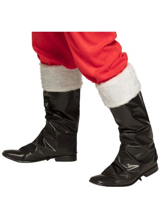 Kerstman beenkappen zwart met bont