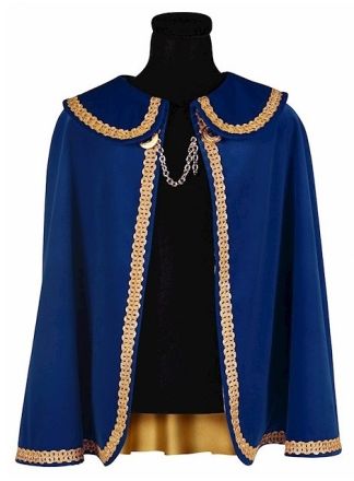 Kinder Prinsen cape blauw-goud 1maat
