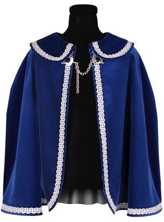 Kinder Prinsen cape blauw-zilver 1maat