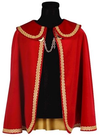 Kinder Prinsen cape rood-goud 1maat