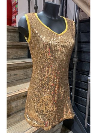 Pailletten jurkje goud 1dlg. maat XS (34/36)