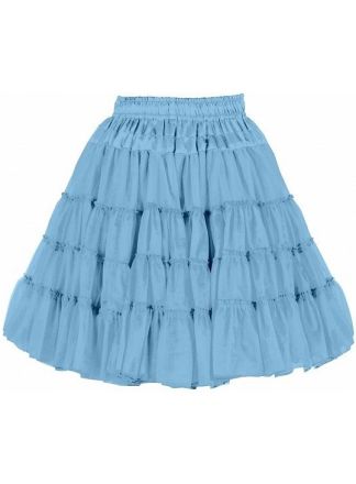 Lange petticoat 2 lagen babyblauw 52cm.