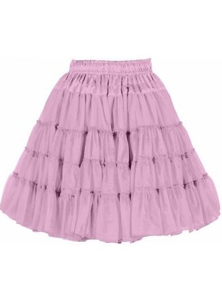 Lange petticoat 2 lagen babyroze 52cm.