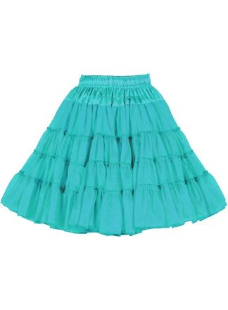 Luxe Lange petticoat 3 lagen turquoise 52cm.
