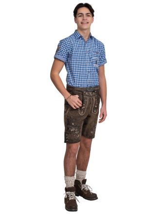 Korte Lederhose (traditioneel bruin) met gordel