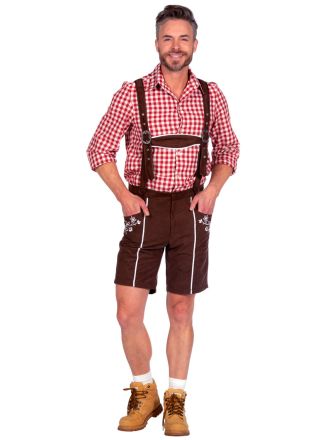 Lederhose van stof 1dlg. bruin