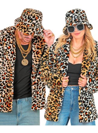 Unisex bontjas Leopard - halflang model