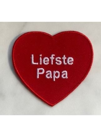 Strijkembleem Liefste PAPA  6,5x6cm.