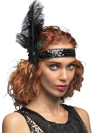 Deluxe Charleston hoofdband pauwenveren