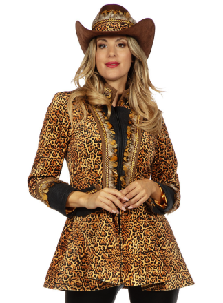 Luxe dames Carnavalsjas panter met veren