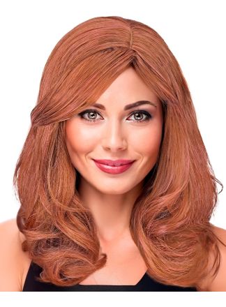 Luxe damespruik "Bella" bruin-pink