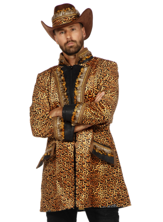 Luxe Heren Carnavalsjas panter met veren