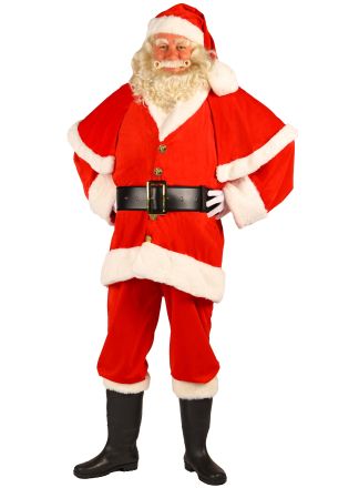 Kerstman imitatie fluweel met cape 4dlg.
