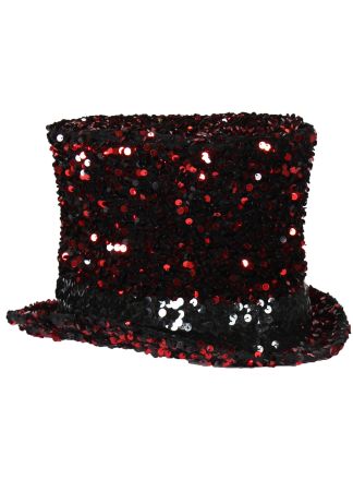 Pailletten hoge hoed rood
