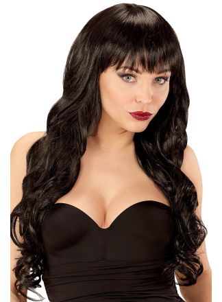 Zwarte damespruik "Melania" met pony