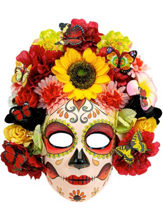 Masker dia de los Muertos deluxe Flowers