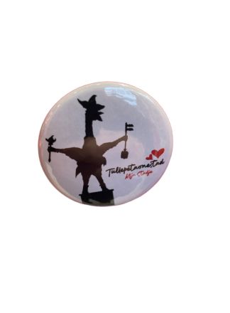 Button 44mm.Tullepetaon "Mijn Stadje"