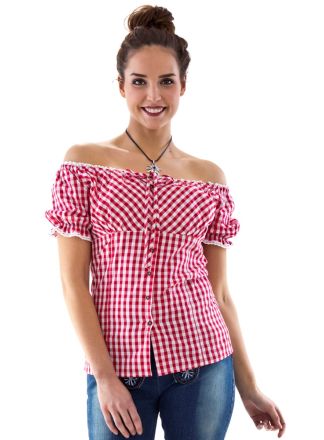 Oktoberfest blouse "Carmen" rood-wit