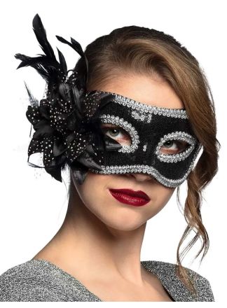 Oogmasker Venice fiore zwart