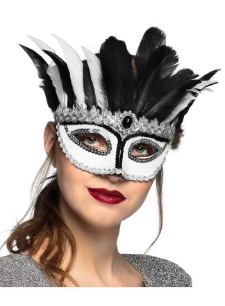 Oogmasker Venice Gazza zwart-wit