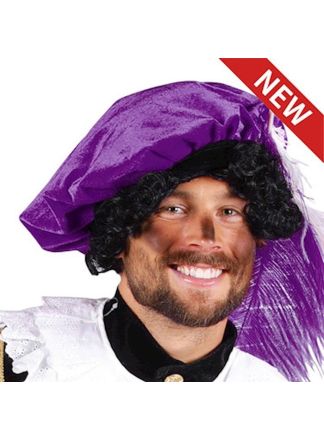 Polyester Piet baret paars (exclusief veren)