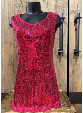 Pailletten jurkje pink 1dlg. maat XS (34/36)