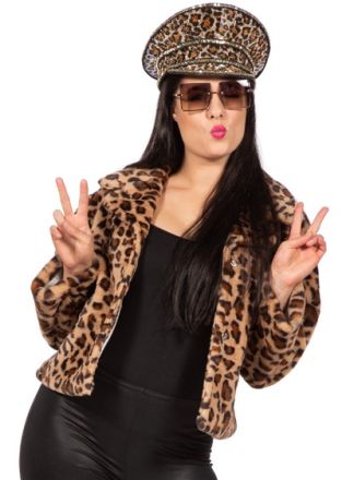 Kort bontjasje panter print