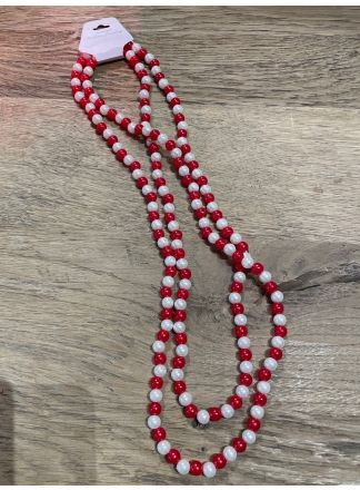 Rood-witte parel ketting