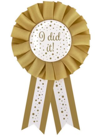 Party Rozet gold/white I did it!