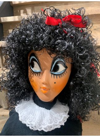 Pietenpruik Pepita zwart met rode strikjes