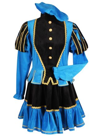 Dames zwarte pietenpak 2dlg. turquase