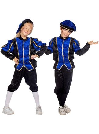 Kinder Pietenpak pannesamt 3dlg. blauw-zwart