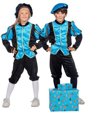 Kinder Pietenpak pannesamt 3dlg. aqua-zwart