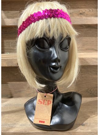 Hoofdband pailletten fuschsia