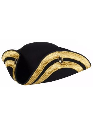 Driepunt hoed ''markies" Zwart-Goud