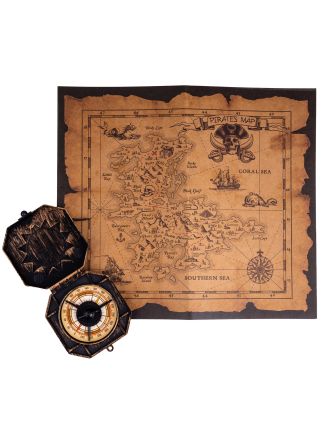 Schatkaart met kompas